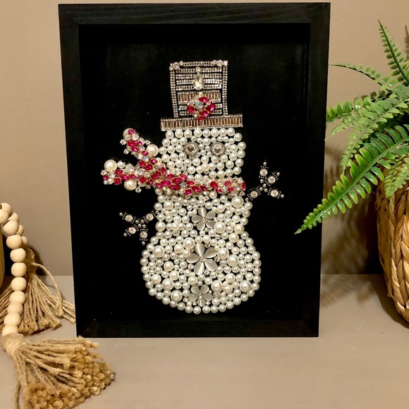 Upcycled Jewelry Art~ Snowman! Make me an offer - Picture 1 of 1